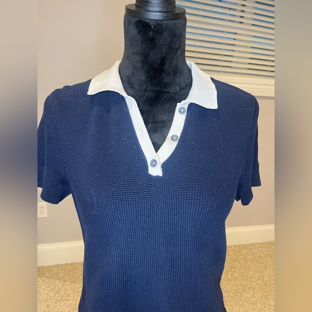 Women’s Brooks Brothers Dark Blue Knit Polo shirt- medium - Picture 2 of 6